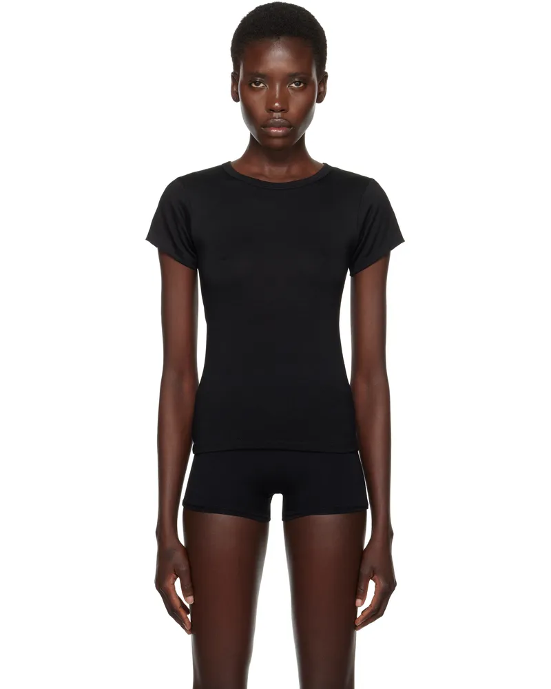 ÉTERNE Black Fitted Crewneck Short Sleeve T-shirt Black