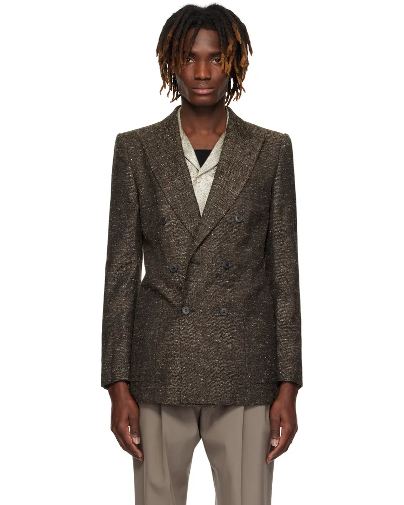 Dries van Noten Brown Peaked Lapel Blazer 705