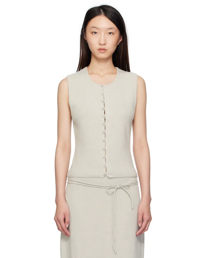 LE 17 SEPTEMBRE Gray Button Down Knit Tank Top Gray