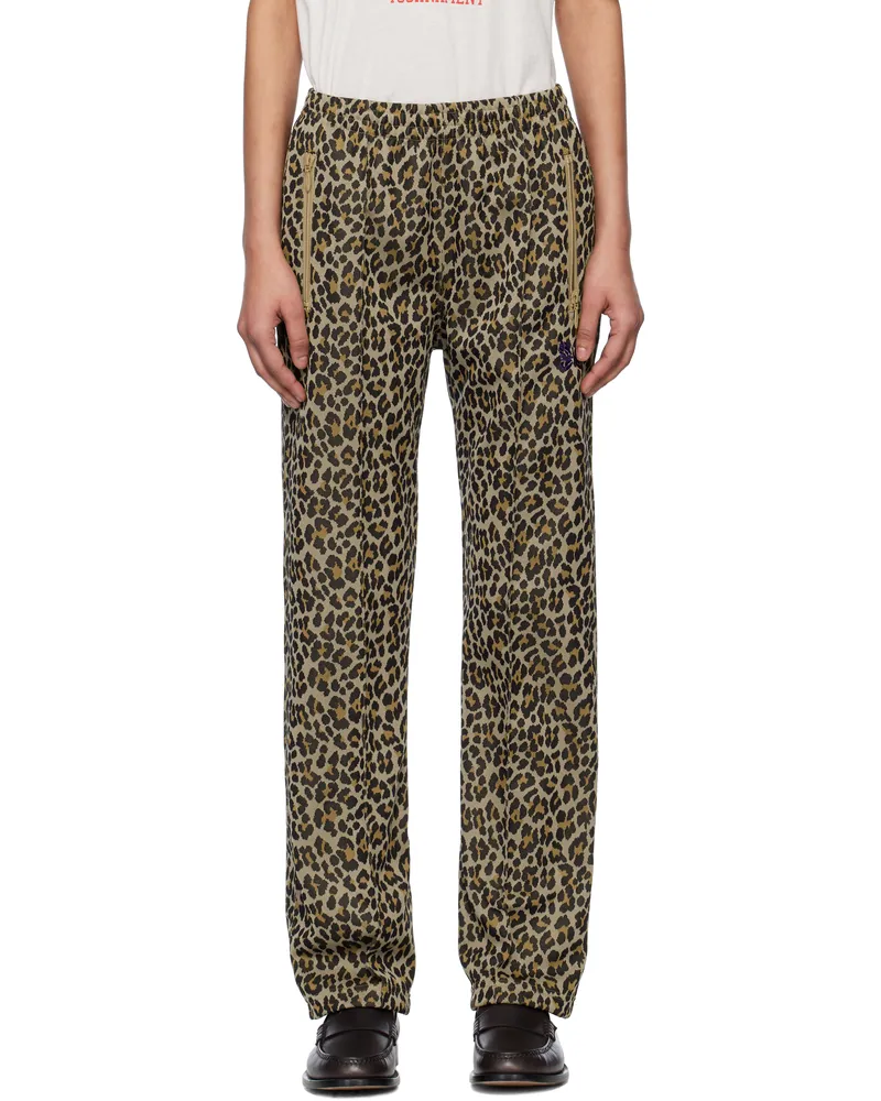 NEEDLES Brown Jacquard Track Pants B-leopard