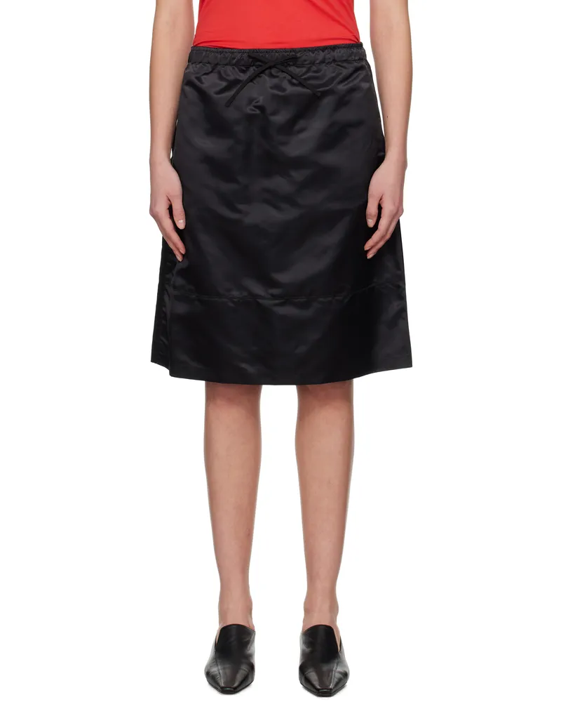 Nothing Written Black Nylon Midi Skirt Black