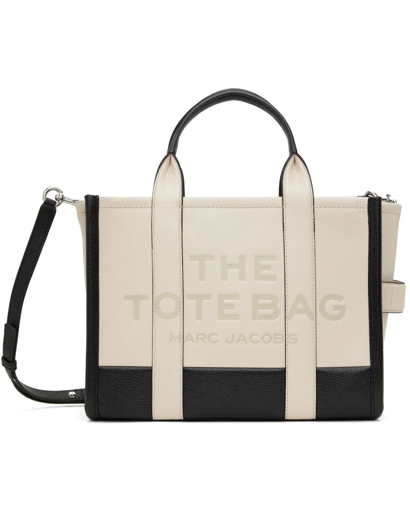 Marc Jacobs Off-White & Black 'The Leather Medium' Tote 112