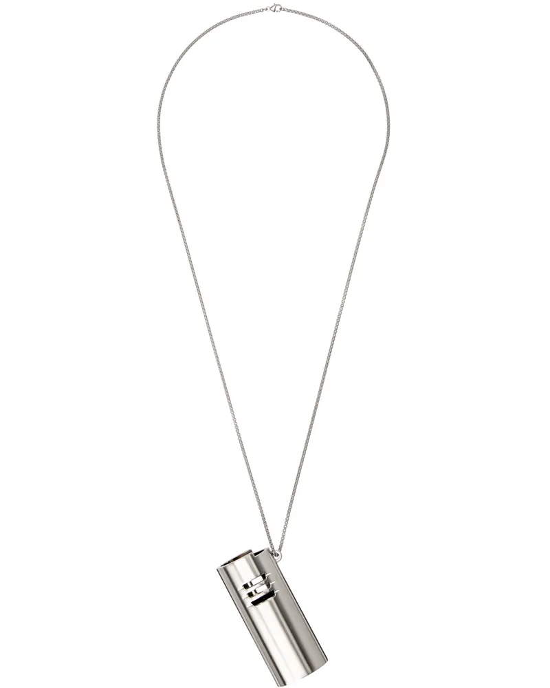 Rick Owens Silver Porterville Lighter Holder Charm Necklace 128