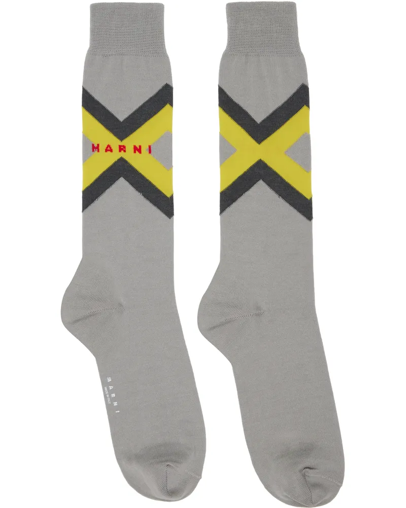 Marni Gray Micro Argyle Socks 00n38