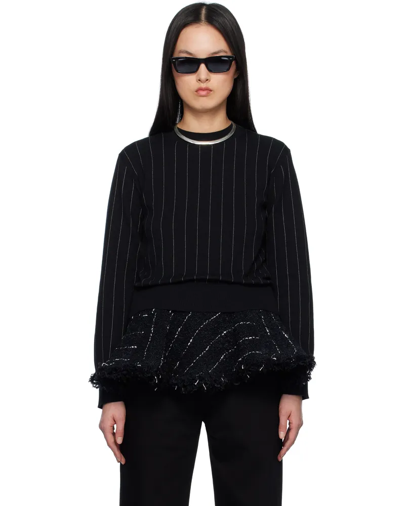 Sacai Black Tweed & Knit Pullover Sweater 001