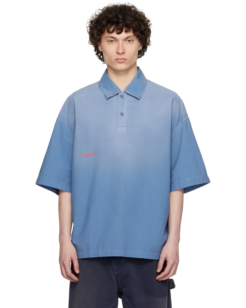 J.W.Anderson Blue Oversized Logo Polo 804