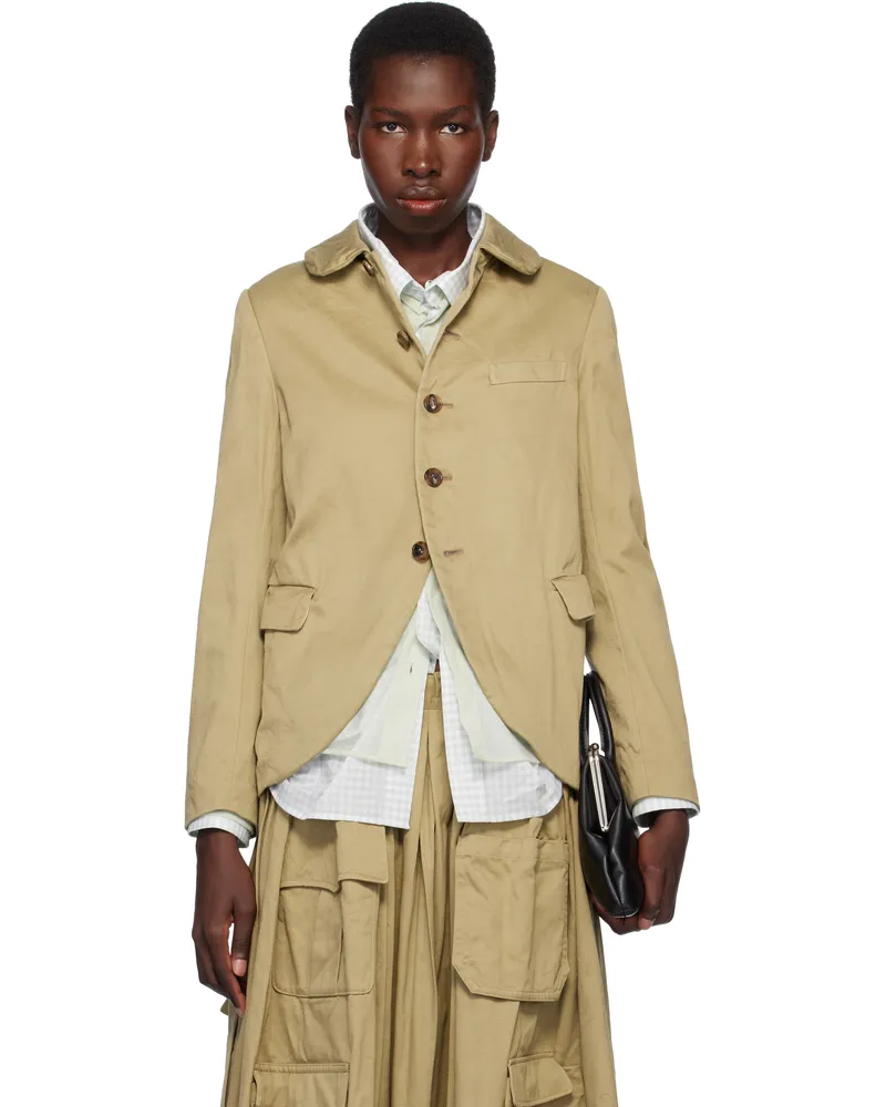 Comme des Garçons Khaki Cotton Twill Garment Washed Blazer Khaki