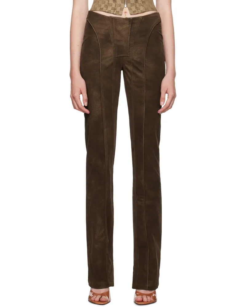 MISBHV Brown Harley Faux-Leather Trousers Brown
