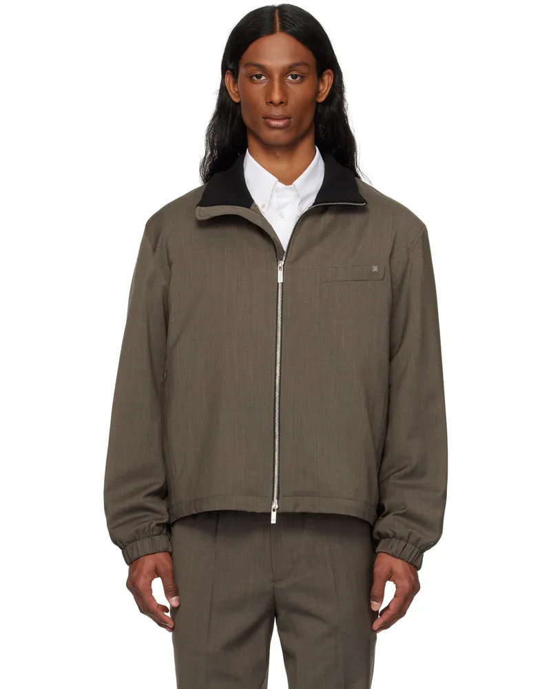 Helmut Lang Brown Relaxed Wool Bomber Jacket Light