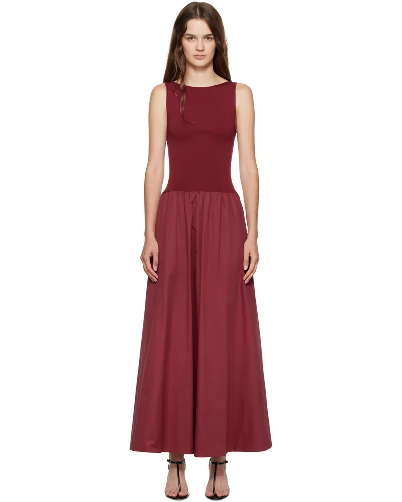 St. Agni Burgundy Bateau Cutout Dress Berry