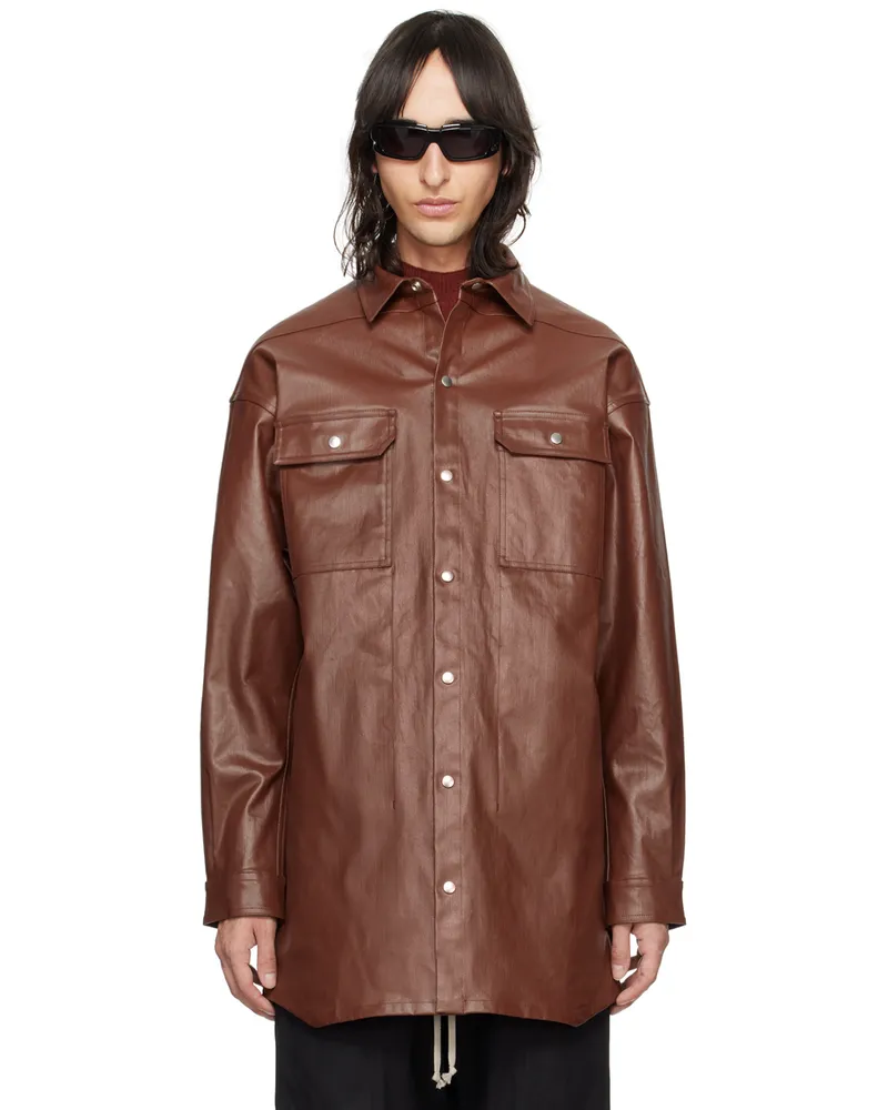 Rick Owens Burgundy Oversized Outershirt Denim Shirt 73