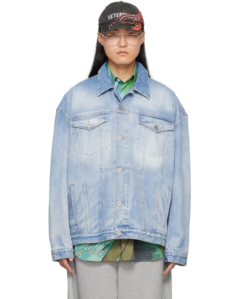 VETEMENTS Blue Embossed Denim Jacket Blue