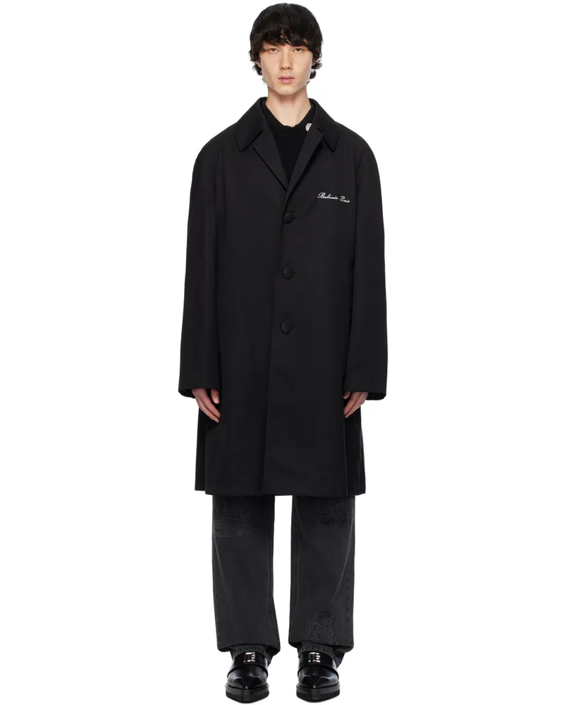 Balmain Black Embroidered Coat 0pa