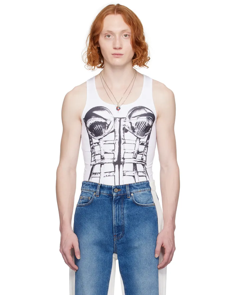 Jean Paul Gaultier White Trompe-L'œil Tank Top 0100-white