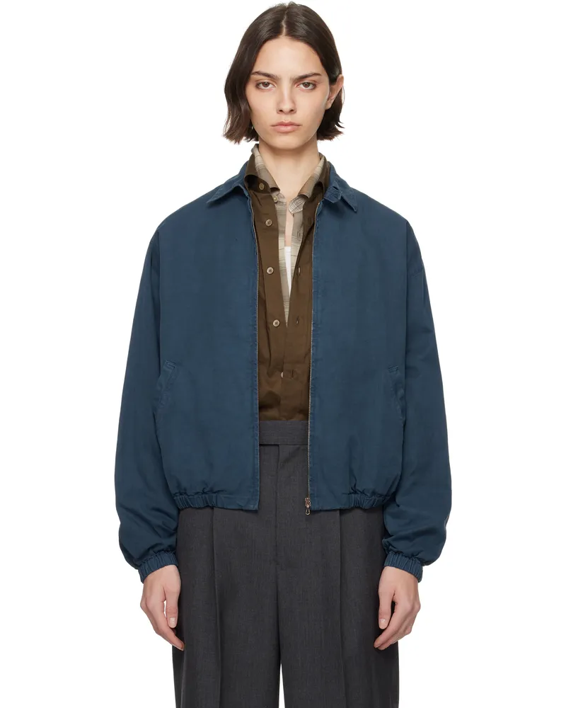AURALEE Navy Product Dyed Finx Gabardine Swing Jacket Dyed