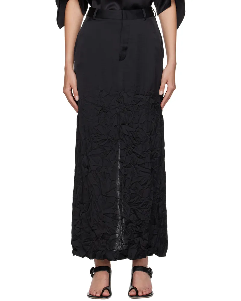 Maison Margiela Black Crinkled Maxi Skirt 900