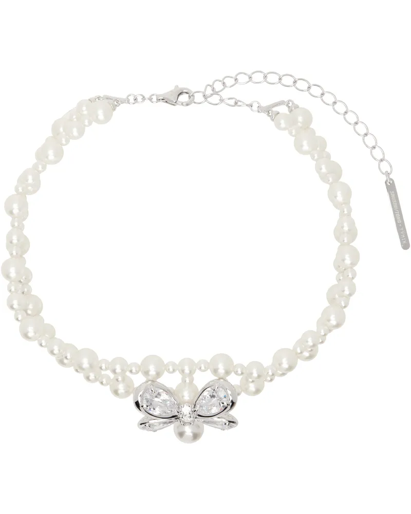 SHUSHU/TONG White & Silver YVMIN Edition Butterfly Braided Pearl Necklace White