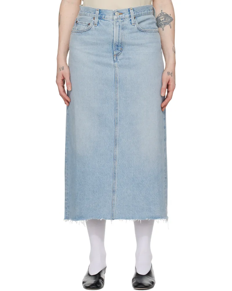 AGOLDE Blue Della Denim Midi Skirt Practice