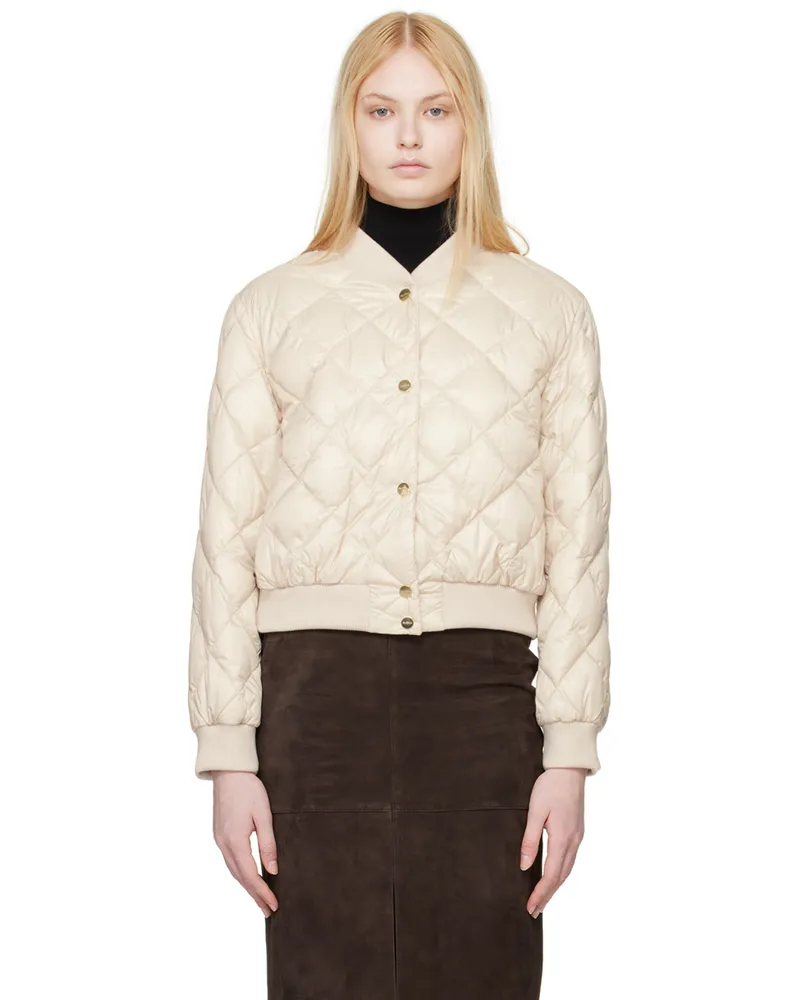 Max Mara Beige The Cube Quilted Reversible Down Bomber Jacket 81