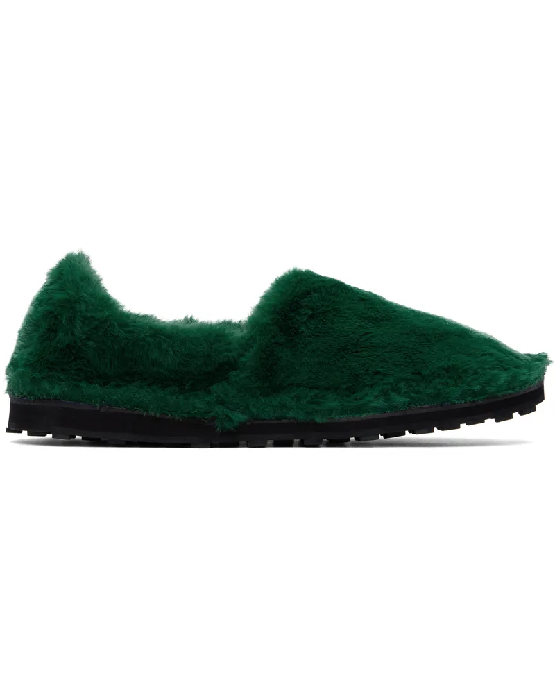 Marni Green Faux-Fur Loafers 00v44