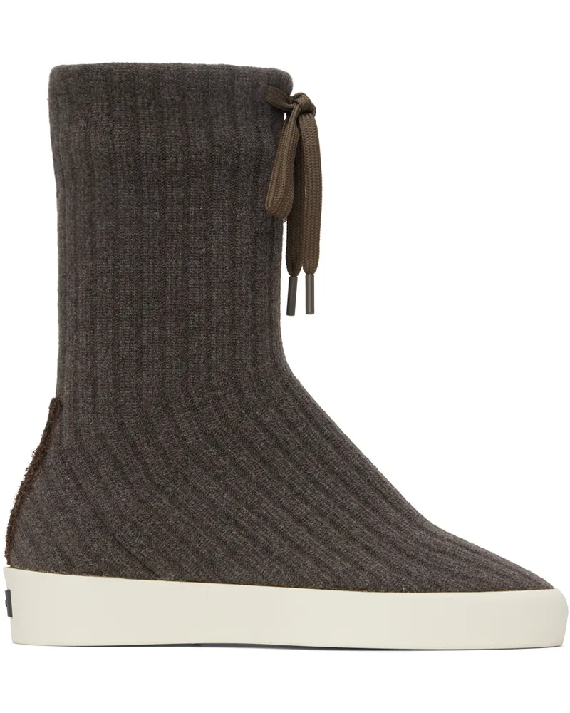 Fear of God Gray Moc Knit High Sneakers Brown