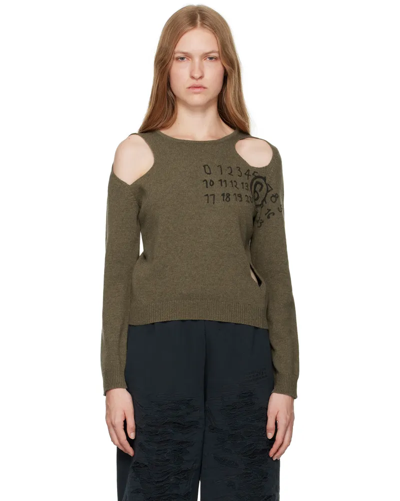 Maison Margiela Khaki Cut Outs Sweater 728s