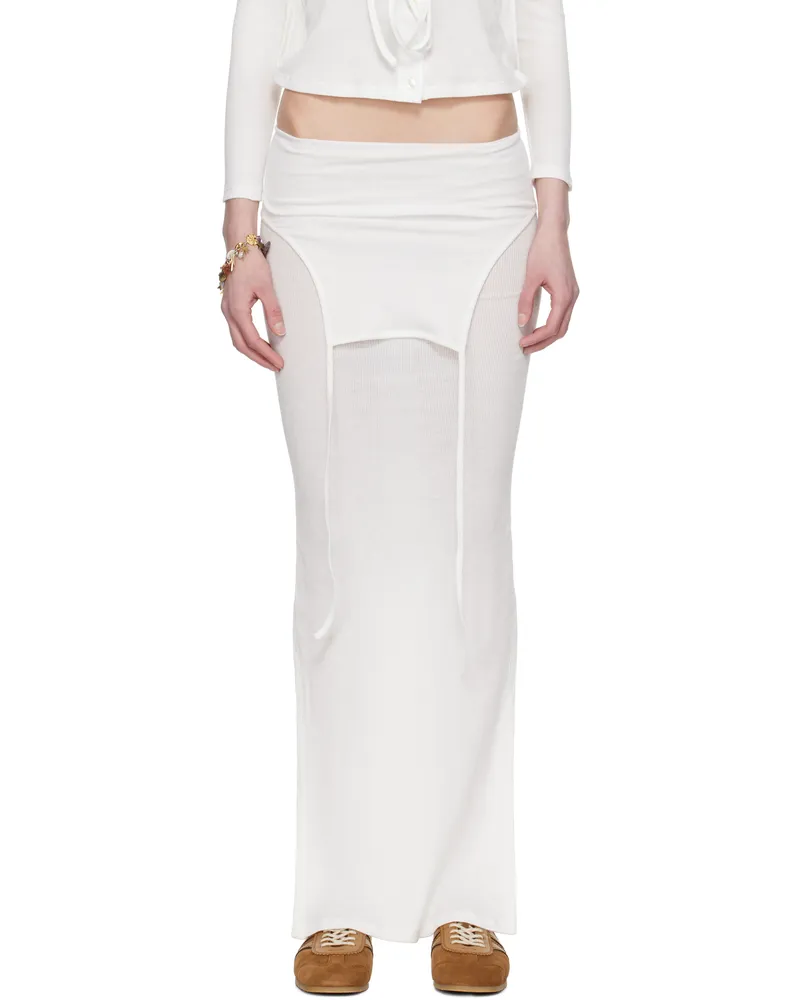 Eckhaus Latta White Flip Midi Skirt Chalk