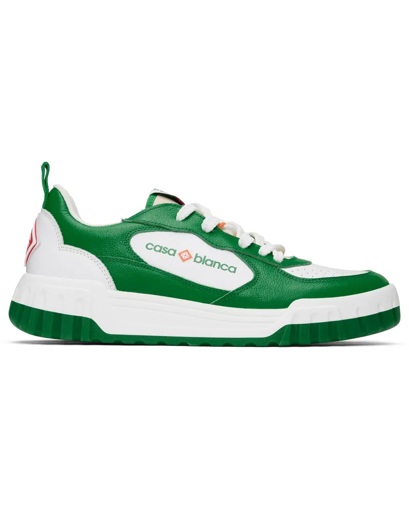 Casablanca Paris Green & White Court Sneakers Green