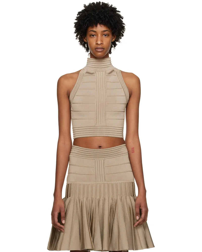 Balmain Brown Mock Neck Tank Top 0av
