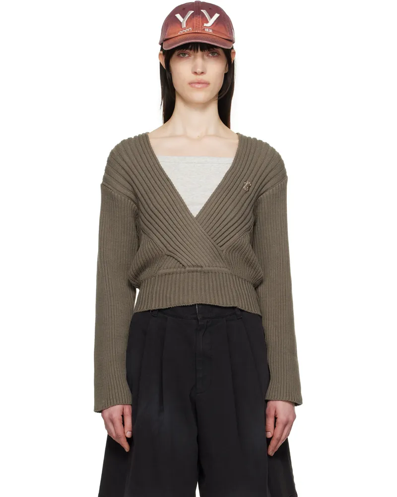 OPEN YY Gray Criss Cross Ribbed Pullover Sweater Warm