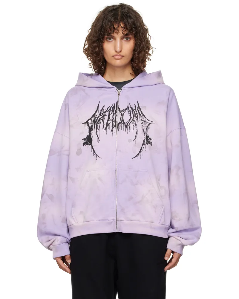 WE 11 DONE Purple Graphic Logo Zip-Up Hoodie Purple