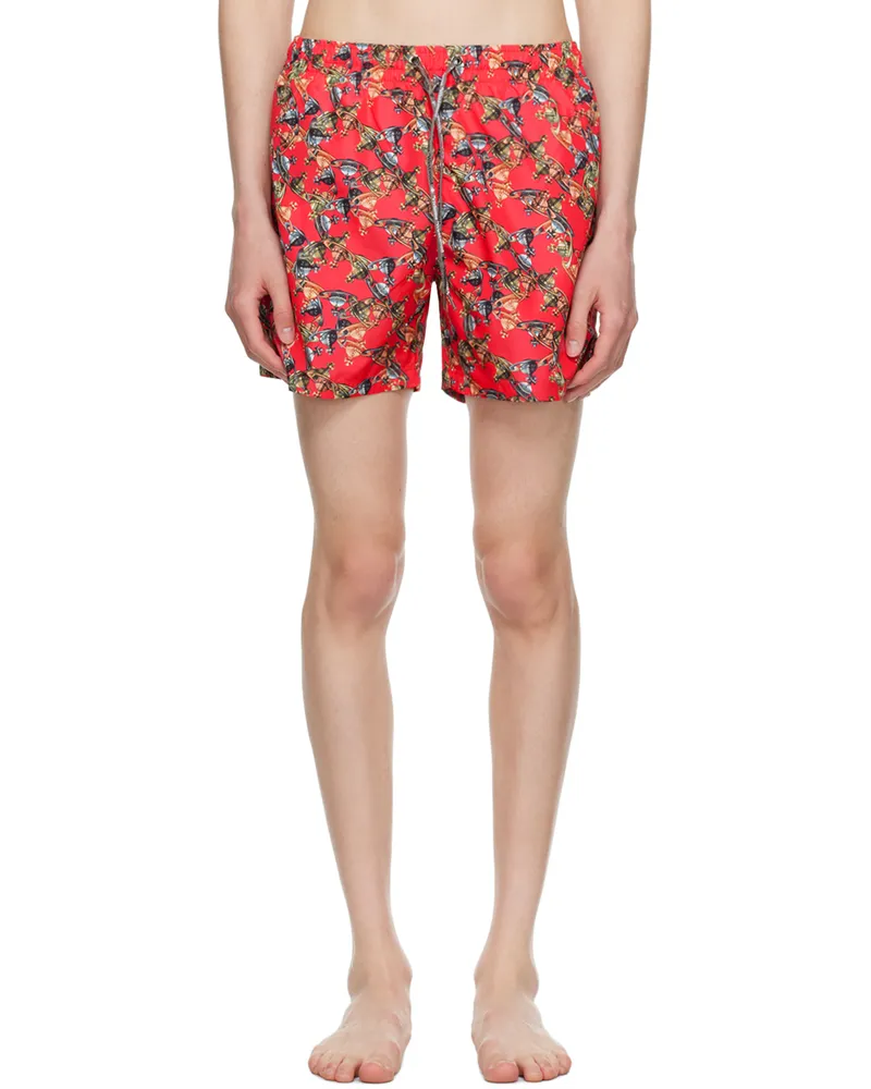 Vivienne Westwood Red Crazy Orb Swim Shorts Red