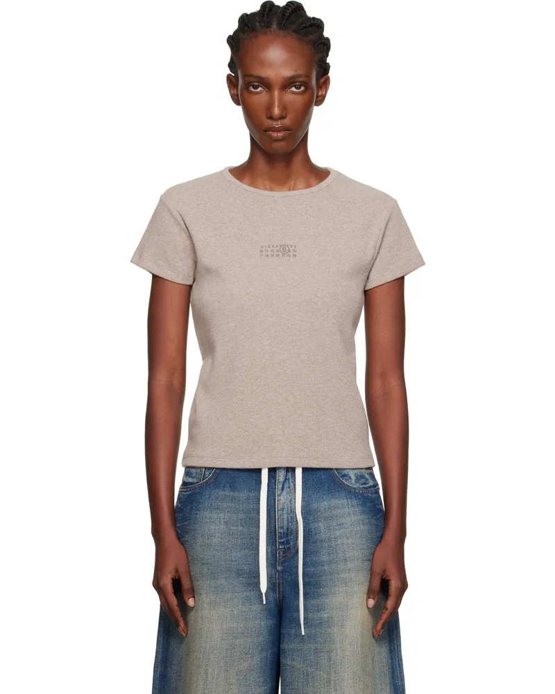 Maison Margiela Taupe Wool Blend Rib Jersey T-shirt 809
