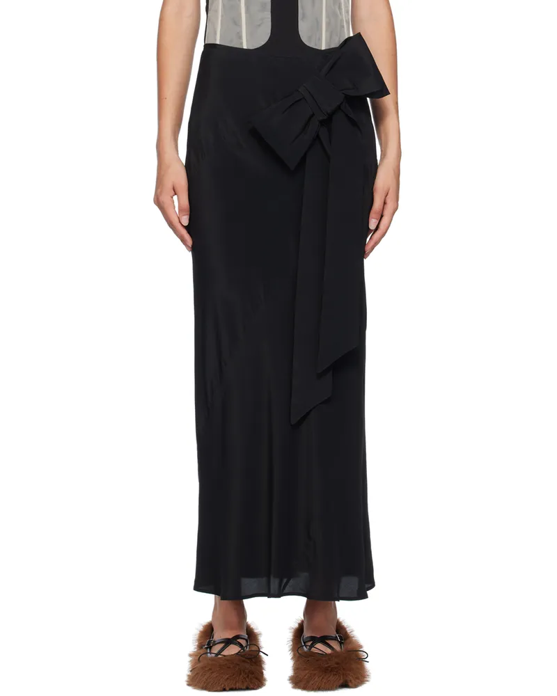 Simone Rocha Black Bow Spiral Midi Skirt Black
