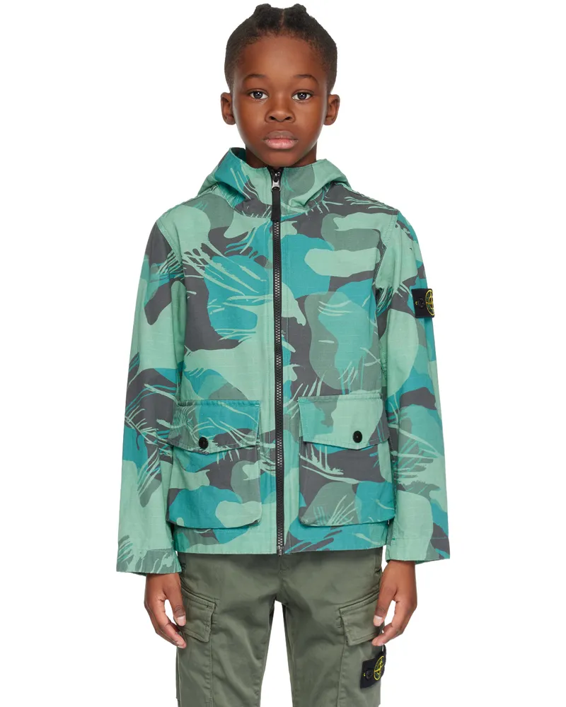 Stone Island Kids Green Patch Jacket V0056