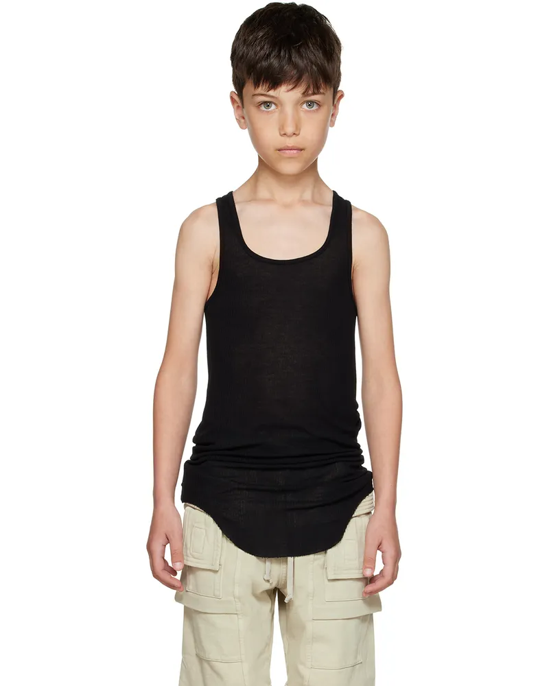 Rick Owens Kids Black Basic Rib Tank Top Black