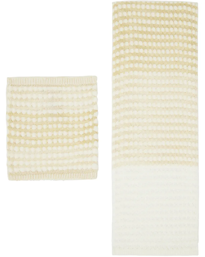 Isa Boulder SSENSE Exclusive Off-White Popcorn Scarf & Neck Warmer Set Calico