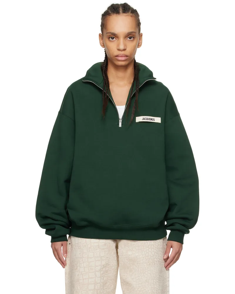 Jacquemus Green 'The Gros Grain zipped-rollneck' Sweatshirt 591