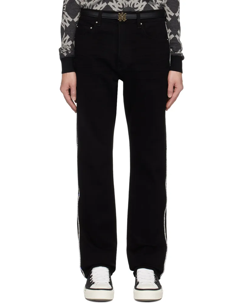 Amiri Black Crystal Stripe Slim Jeans Black