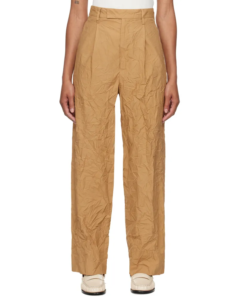 AURALEE Brown Wrinkled Trousers Brown