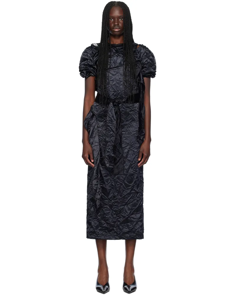 Meryll Rogge Black Creased Midi Dress Black