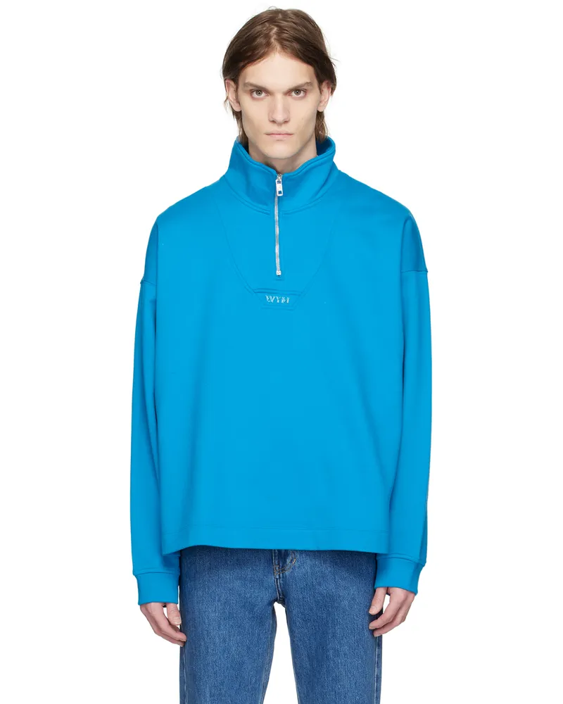 Wooyoungmi Blue Half-Zip Sweatshirt Blue