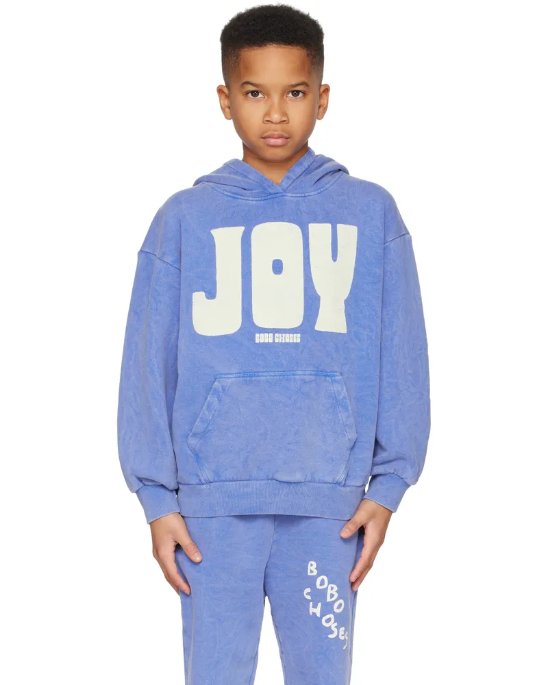 BOBO CHOSES Kids Blue 'Joy' Hoodie Blue