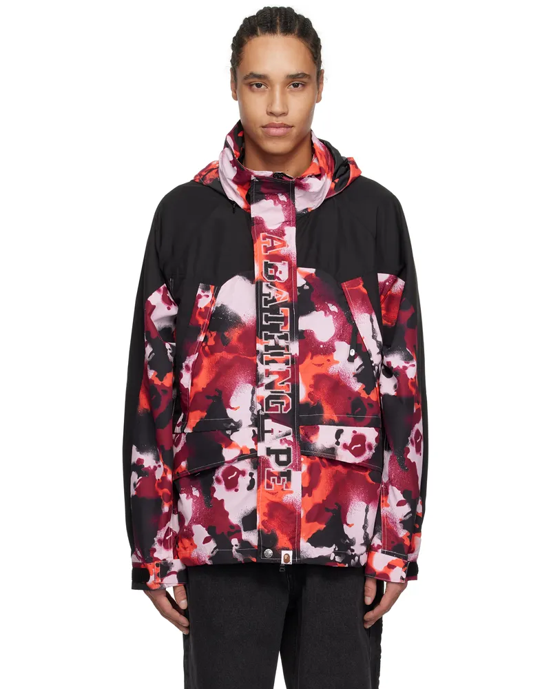 BAPE Black & Red Map Camo Snowboard Jacket Red-red