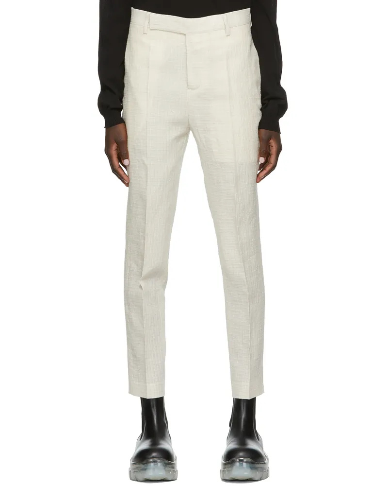 Rick Owens Off-White Seersucker Austin Trousers 21