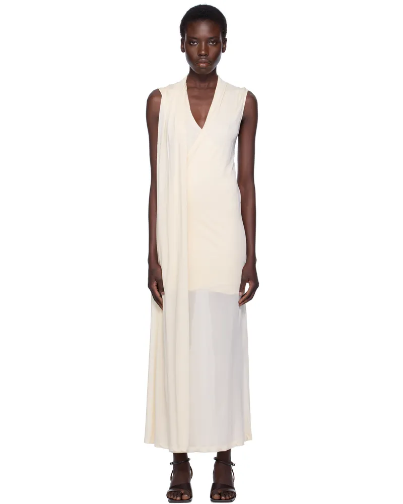 Totême Off-White Overlapped Scarf Maxi Dress Ecru