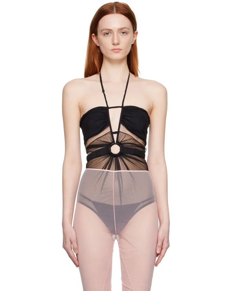 Nensi Dojaka Black Gathered Bodysuit Black
