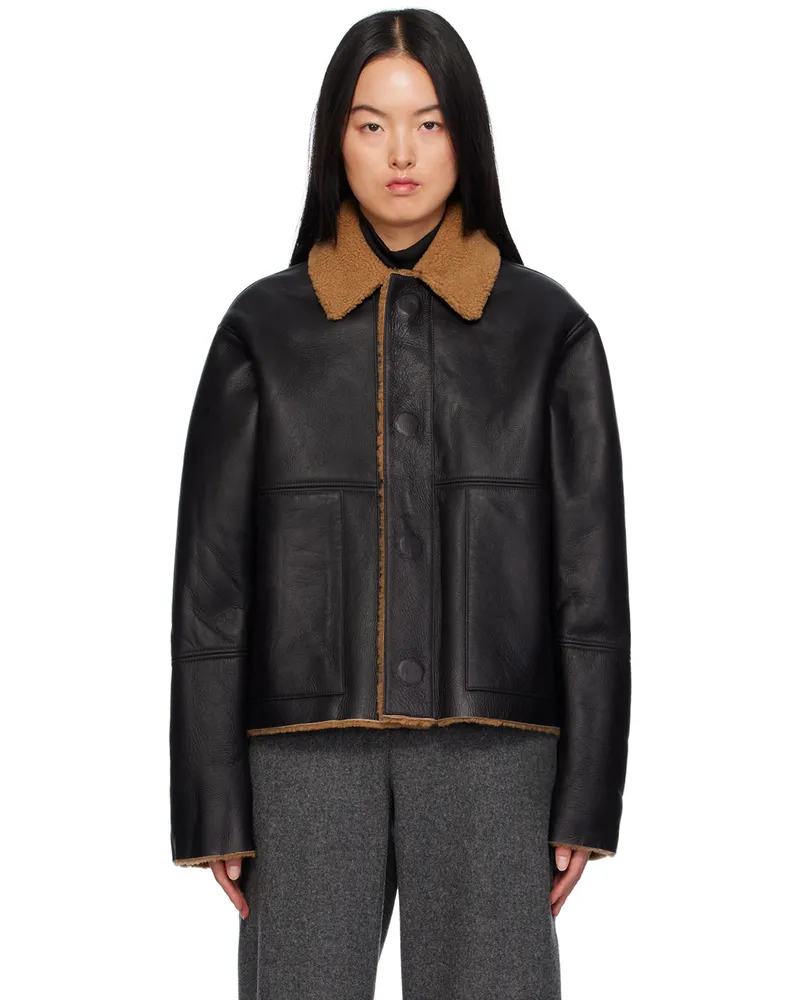 KASSL Black Reversible Shearling Jacket 0001