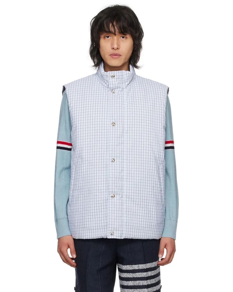 Thom Browne Blue 4-Bar Reversible Down Vest 460