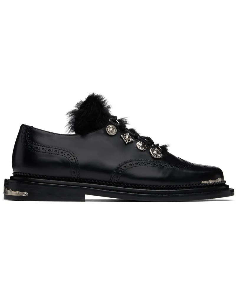 Toga Black Leather Derbys Black